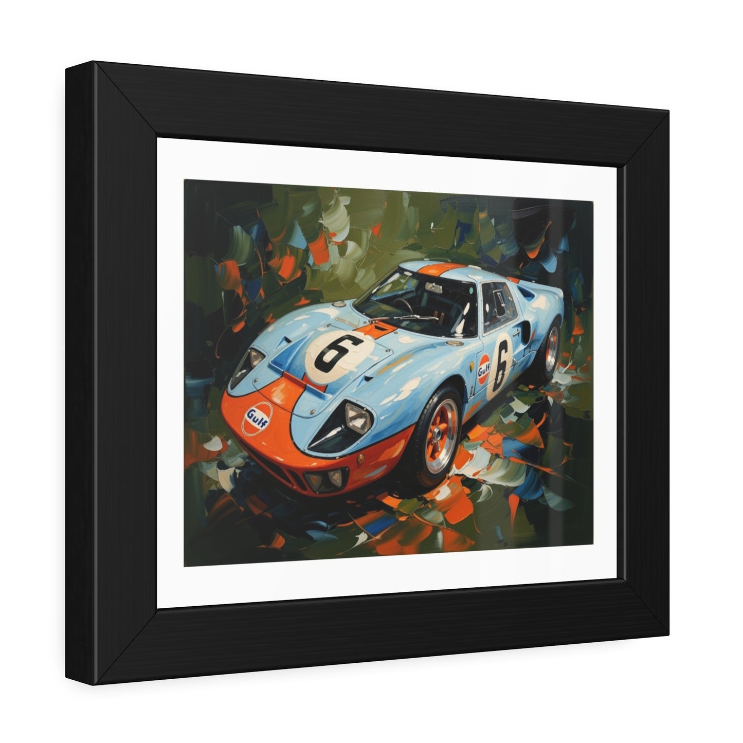 Framed Racing Car Poster — Vintage Gulf GT40 Print