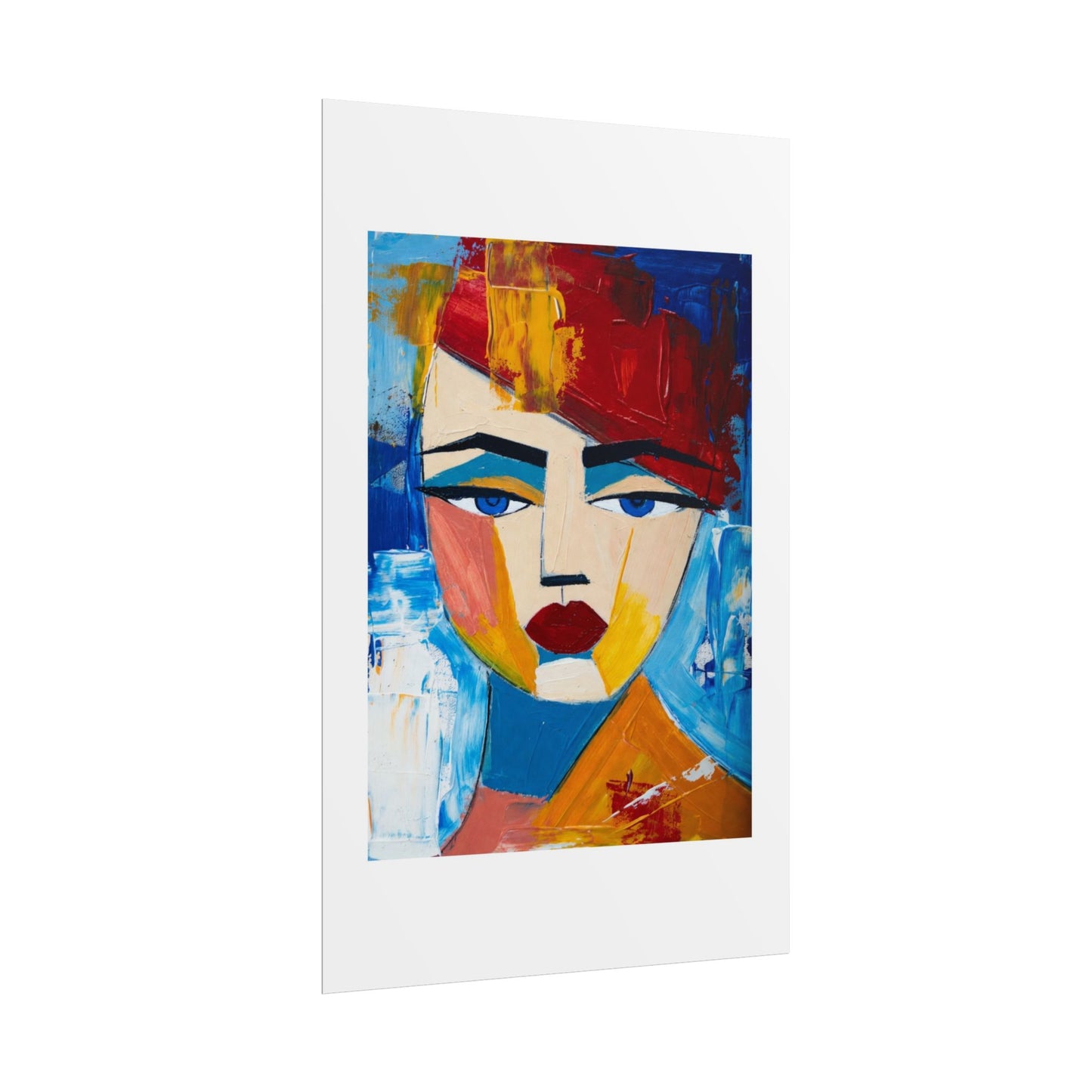Abstract Colorful Face Poster - Modern Expressionist Rolled Art Print