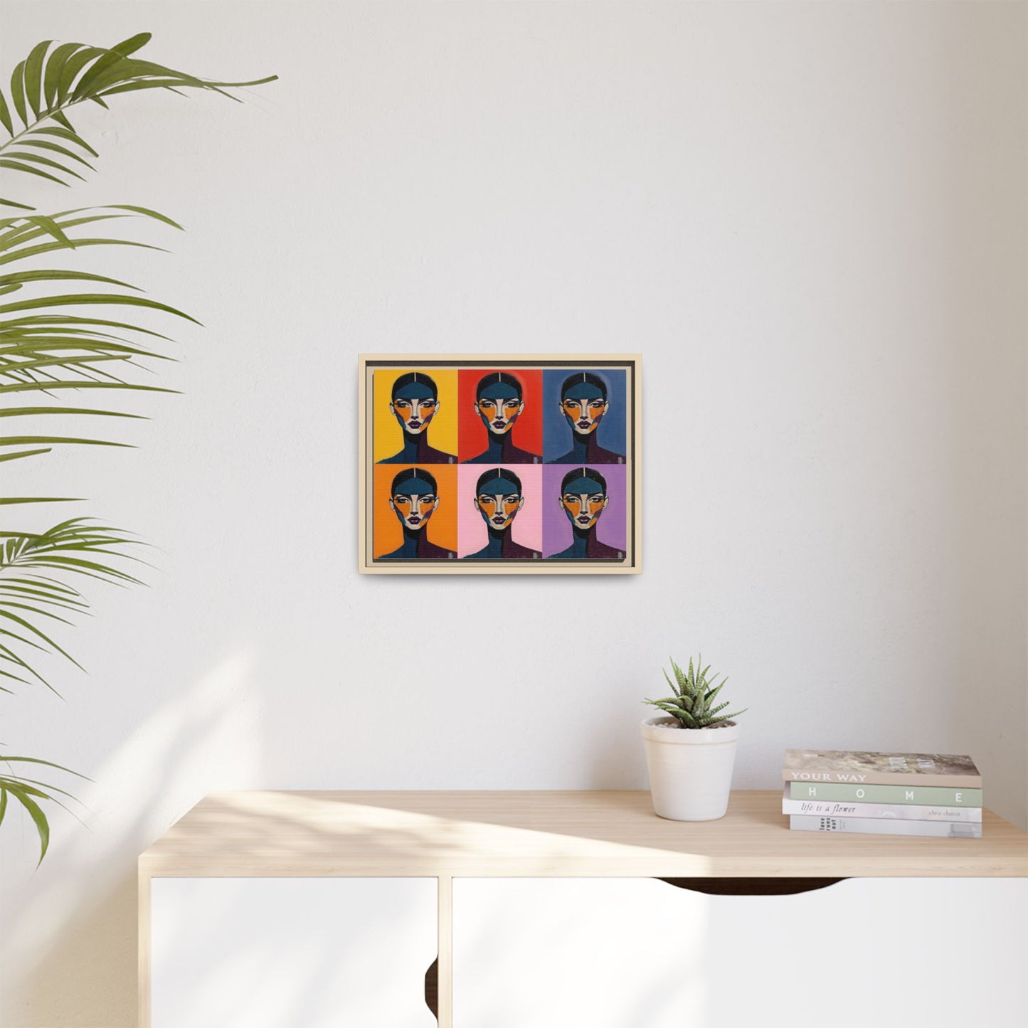 Pop Art Portrait Matte Canvas — Framed Multi-Color Wall Art