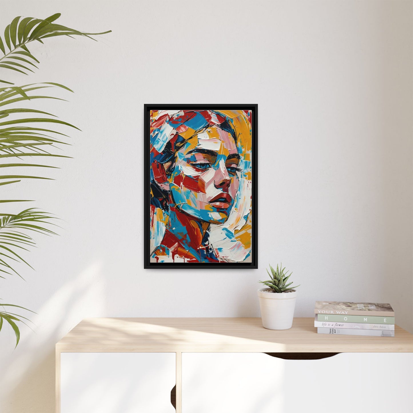 Colorful Abstract Portrait Framed Canvas Print