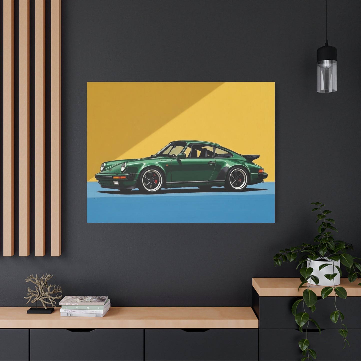 Vintage Green Porsche Art Print - Matte Stretched Canvas