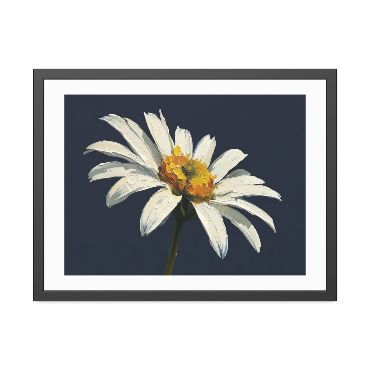 Framed Daisy Art Print — White Daisy Wall Poster in Black Frame