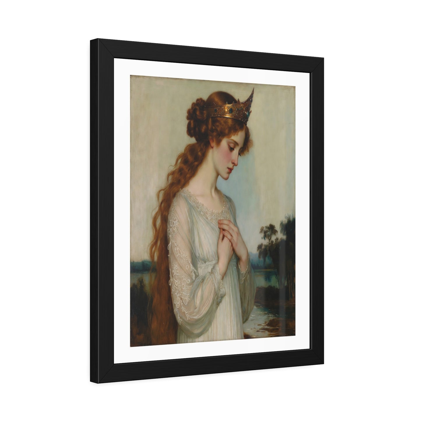 Framed Art Print — Pre-Raphaelite Woman Portrait, Vintage Romantic Wall Art