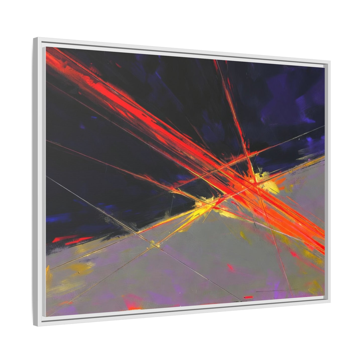 Abstract Red Streaks Framed Matte Canvas Art — Modern Multi‑Color Wall Decor