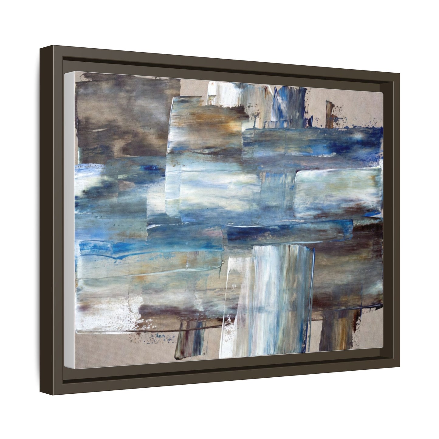 Abstract Blue Coastal Matte Canvas Framed Wall Art