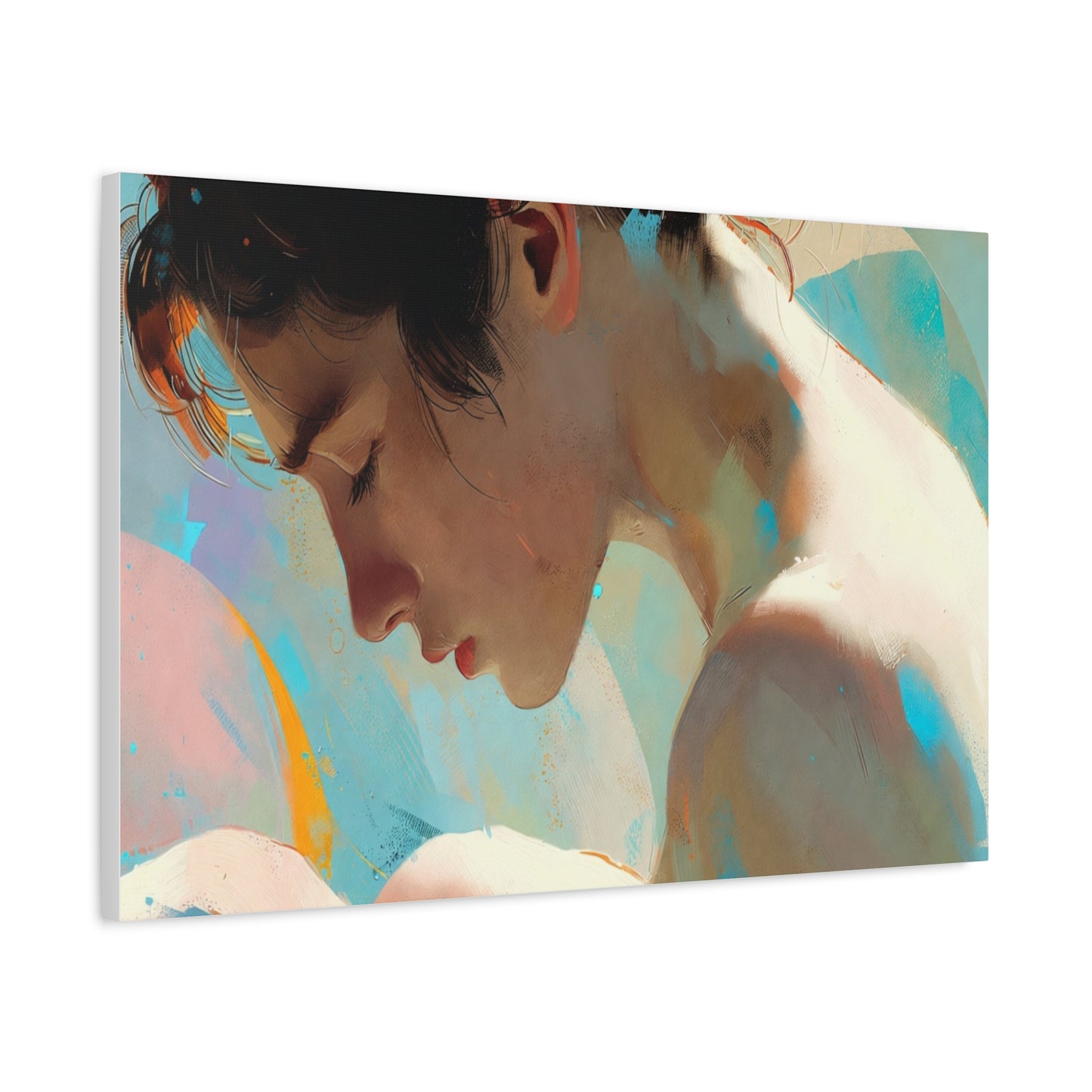 Dreamy Portrait Matte Canvas Print — Serene Female Profile Wall Art, Stretched 1.25"