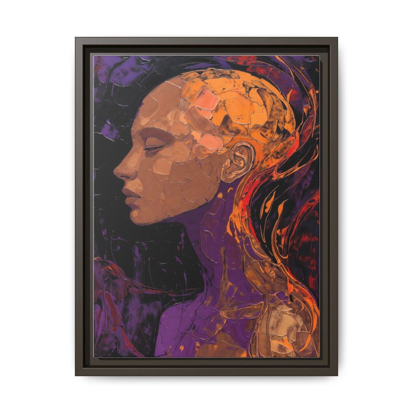 Abstract Profile Portrait Matte Framed Canvas — Multicolor Feminine Art Print