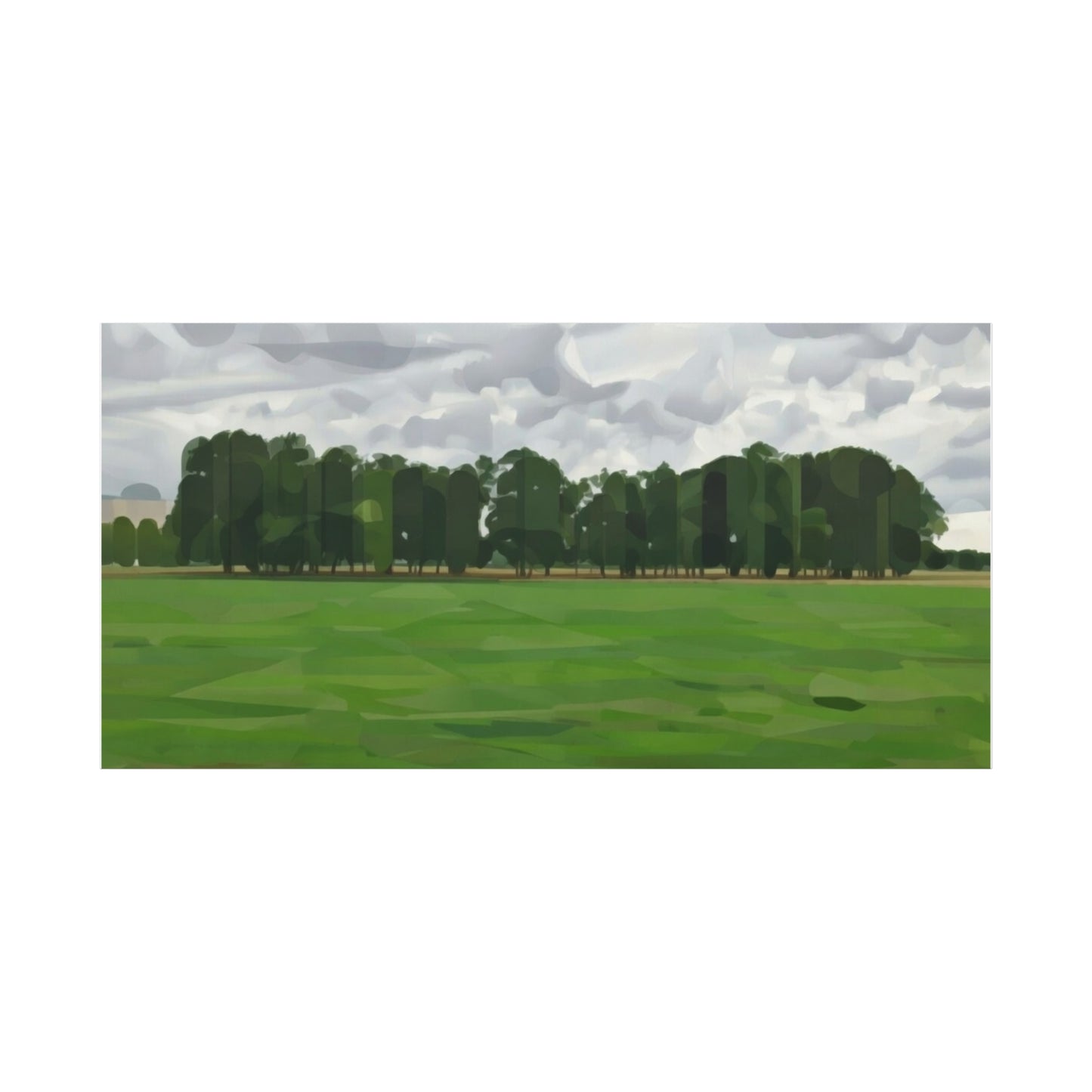 Green Field Landscape Canvas Print — Tranquil Park Scene Matte Stretched Canvas