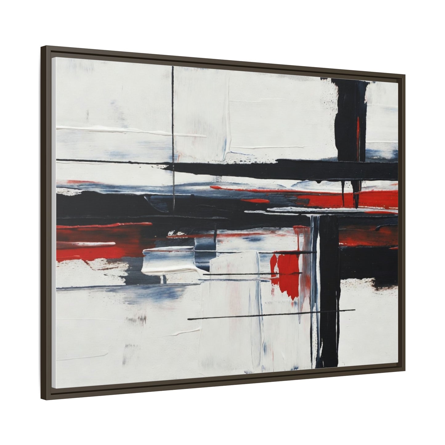 Abstract Red & Black Framed Canvas Art — Modern Matte Wall Painting