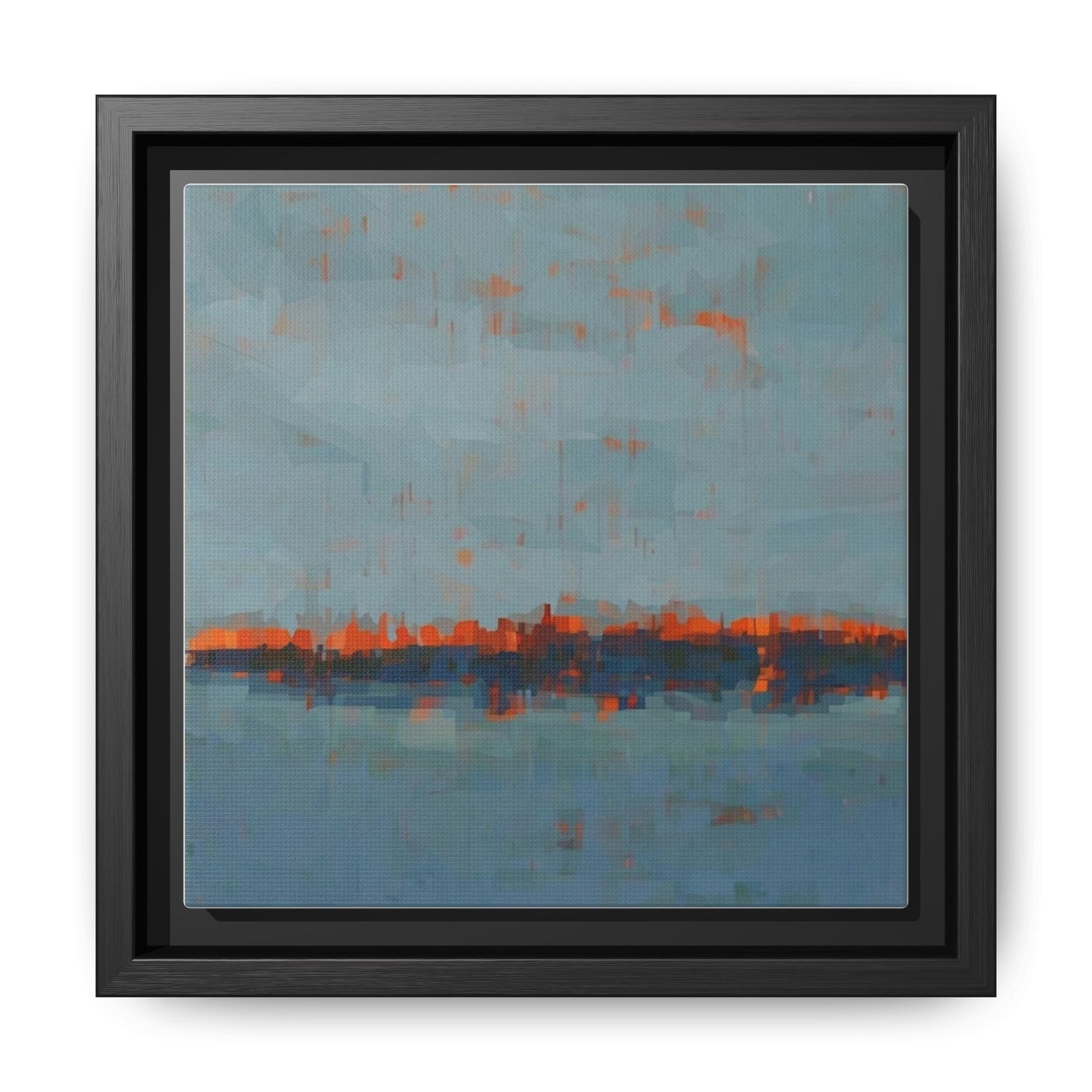 Framed Canvas Art — Teal & Orange Abstract Seascape