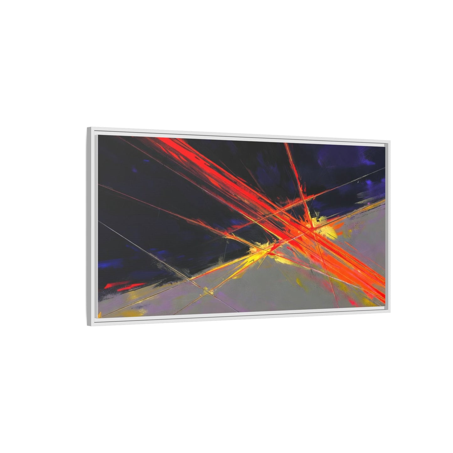 Abstract Red Streaks Framed Matte Canvas Art — Modern Multi‑Color Wall Decor