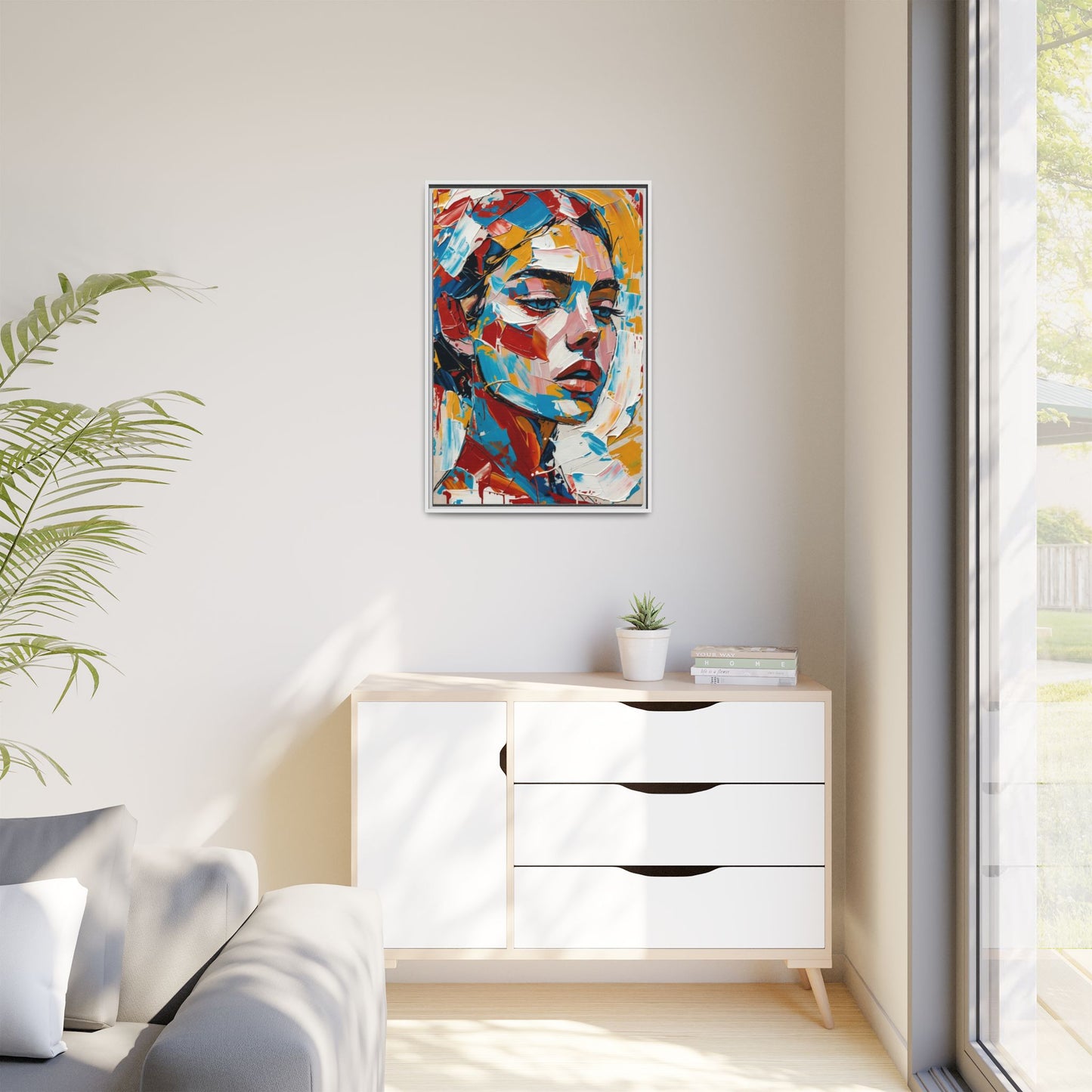 Colorful Abstract Portrait Framed Canvas Print