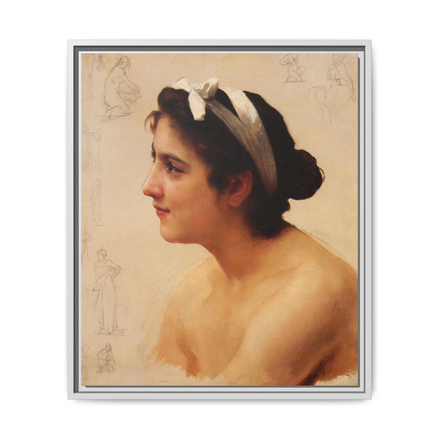 Study Of A Woman For Offering To Love by William Adolphe Bouguereau Framed Matte Canvas Print