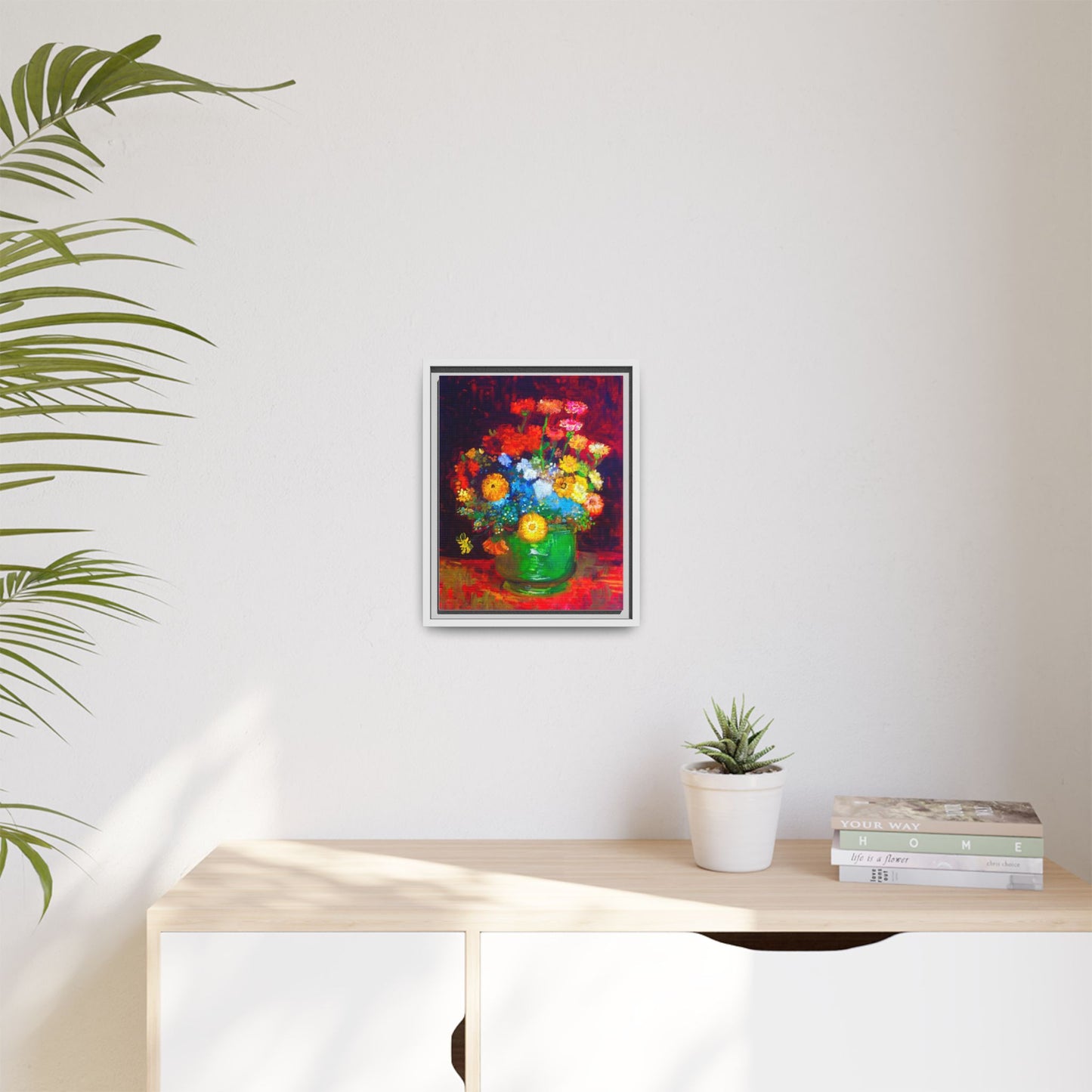 Framed Floral Canvas Print — Colorful Bouquet Wall Art