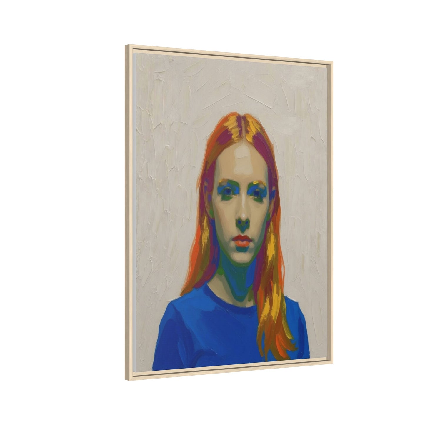 Framed Matte Canvas Portrait — Vibrant Multi‑Color Girl Art Print