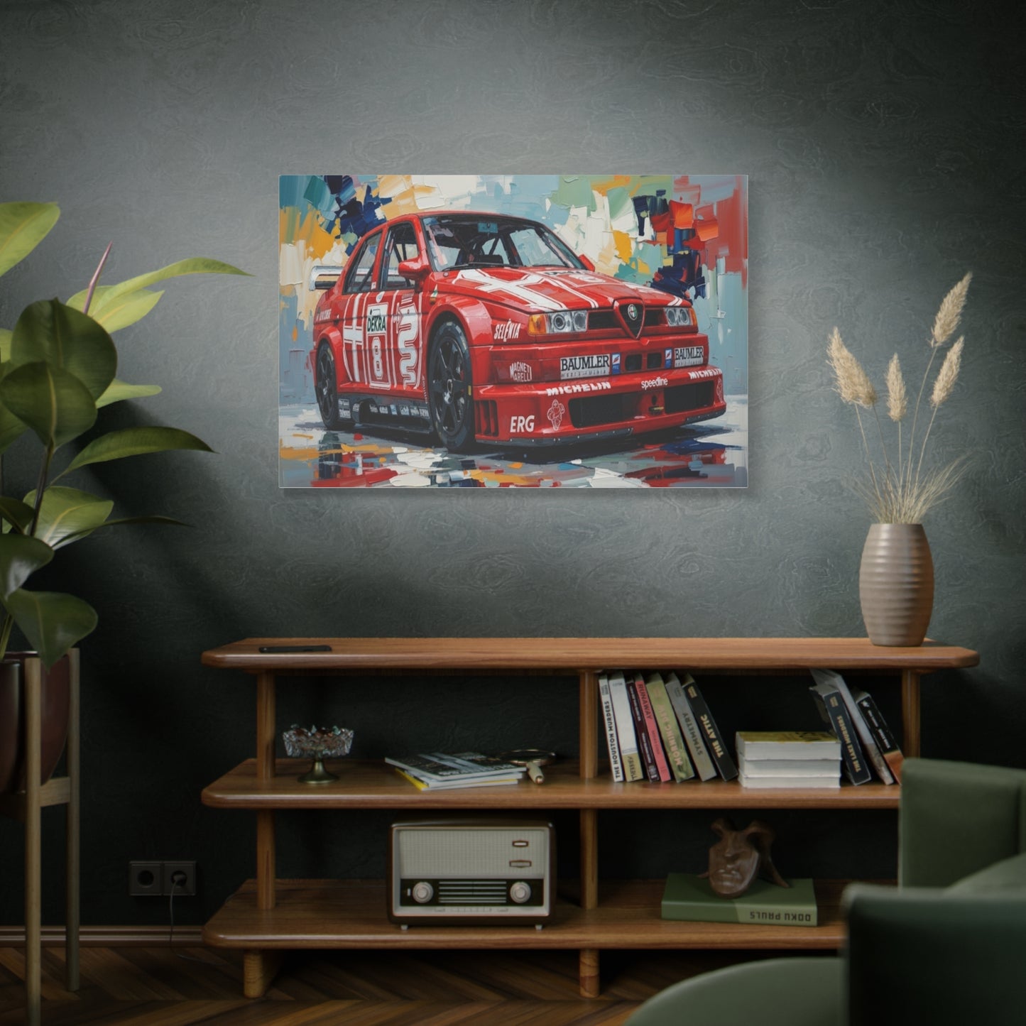Racing Alfa Romeo Canvas Print — Red Race Car Stretched Wall Art
