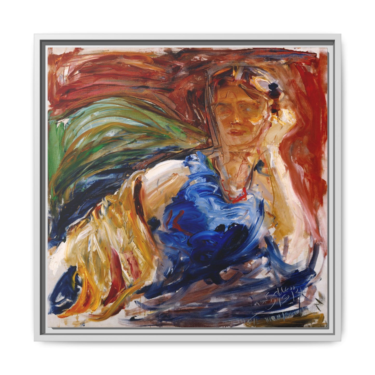 Portrait of hyllis Sjostrom by Akseli Gallen-Kallela Canvas Matte Framed Wall Art Print