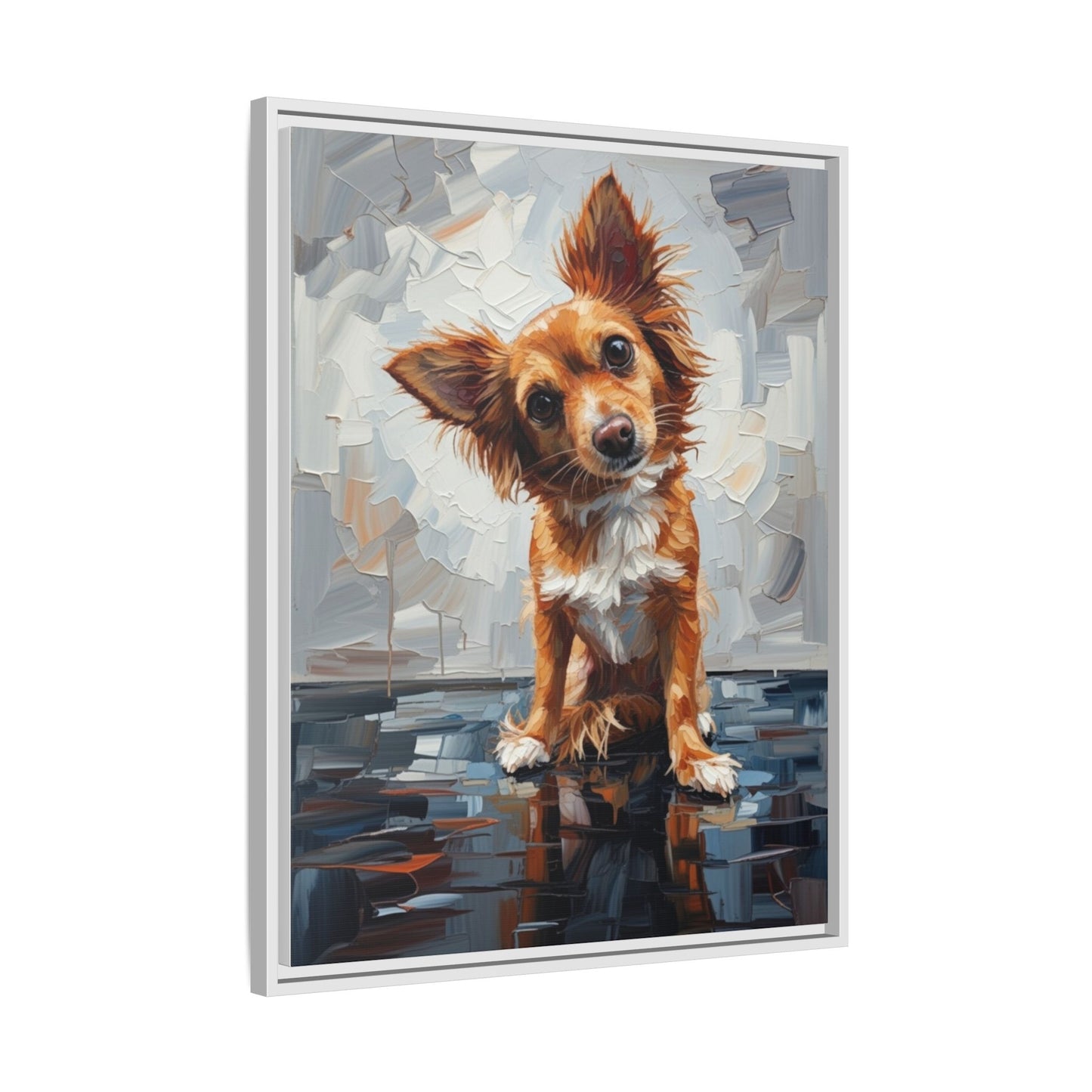 Framed Matte Canvas Print — Playful Brown Dog Portrait