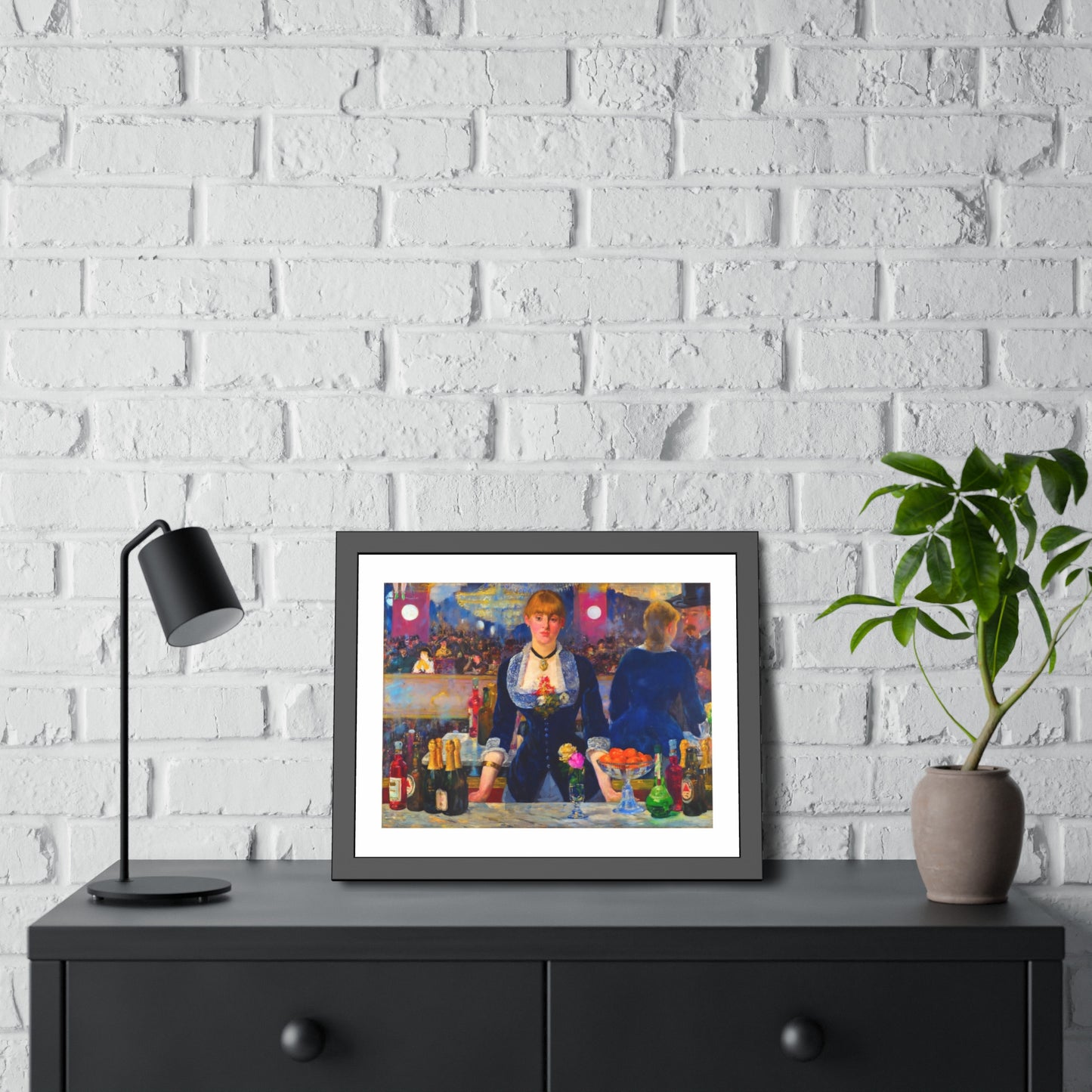 Framed Art Poster — 'A Bar at the Folies‑Bergère' Vintage Impressionist Print