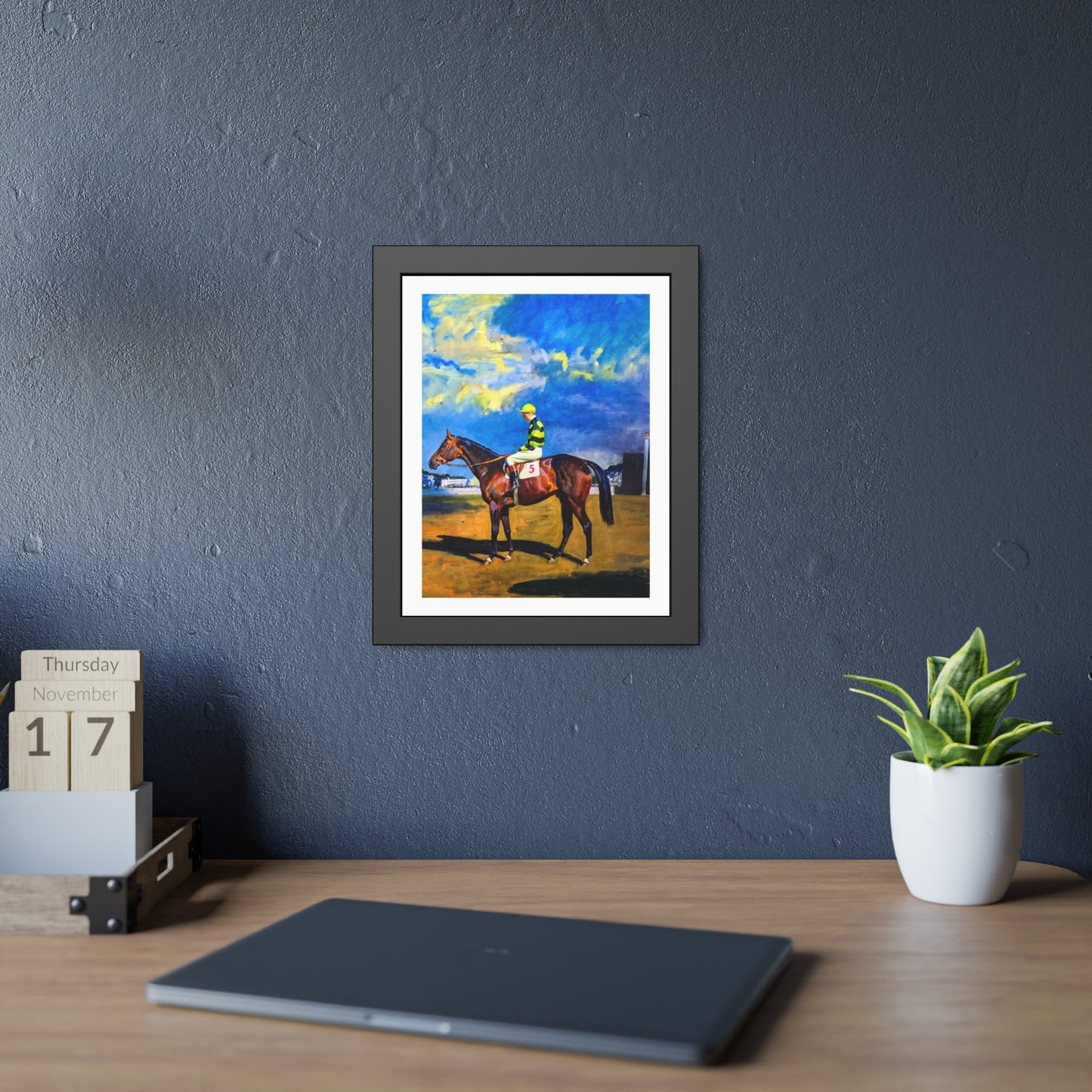 Framed Poster — Vintage Racehorse Jockey Art Print