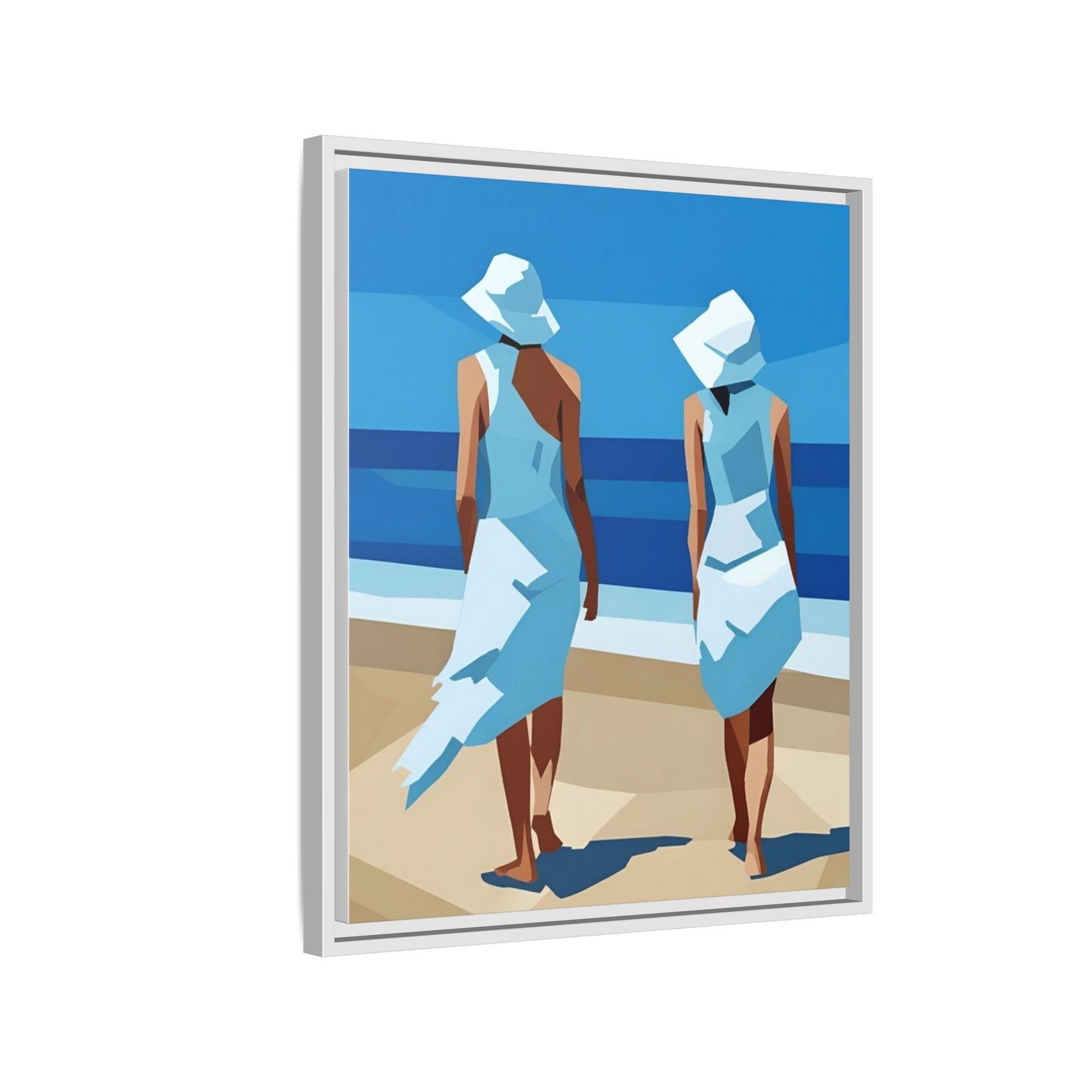 Seaside Stroll Matte Canvas Framed Print — Coastal Beach Art