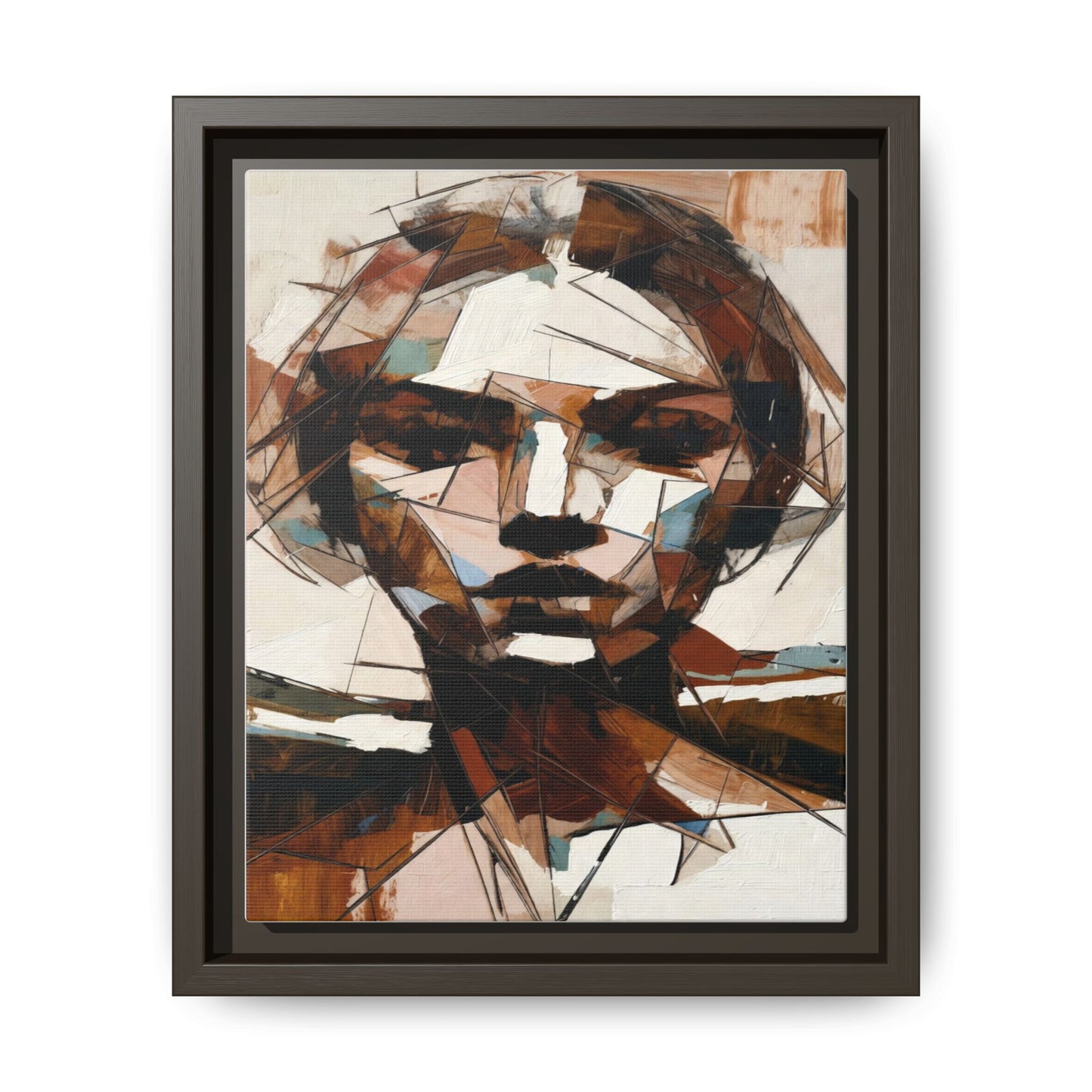 Abstract Woman Portrait Matte Canvas Framed — Geometric Multi-Color Wall Art