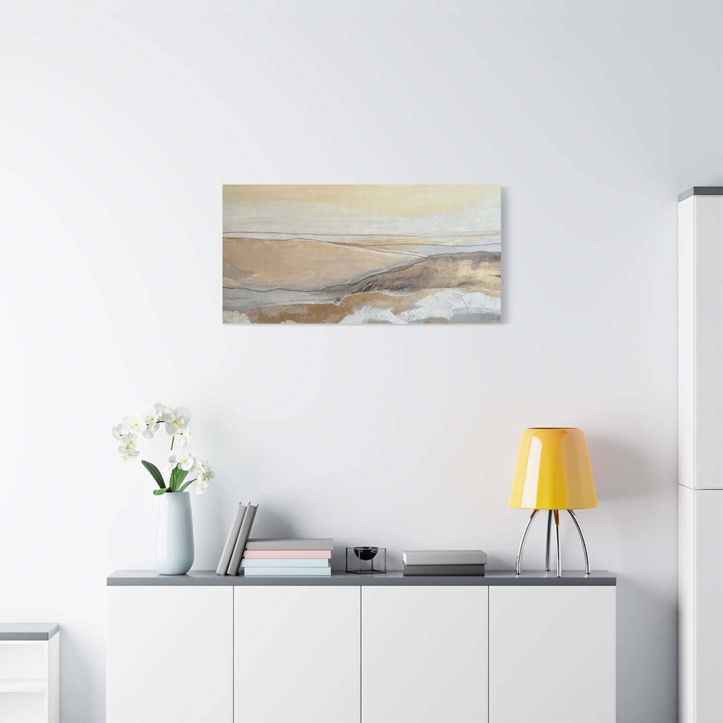 Abstract Coastal Landscape Canvas — Neutral Seascape Matte Stretched Wall Art