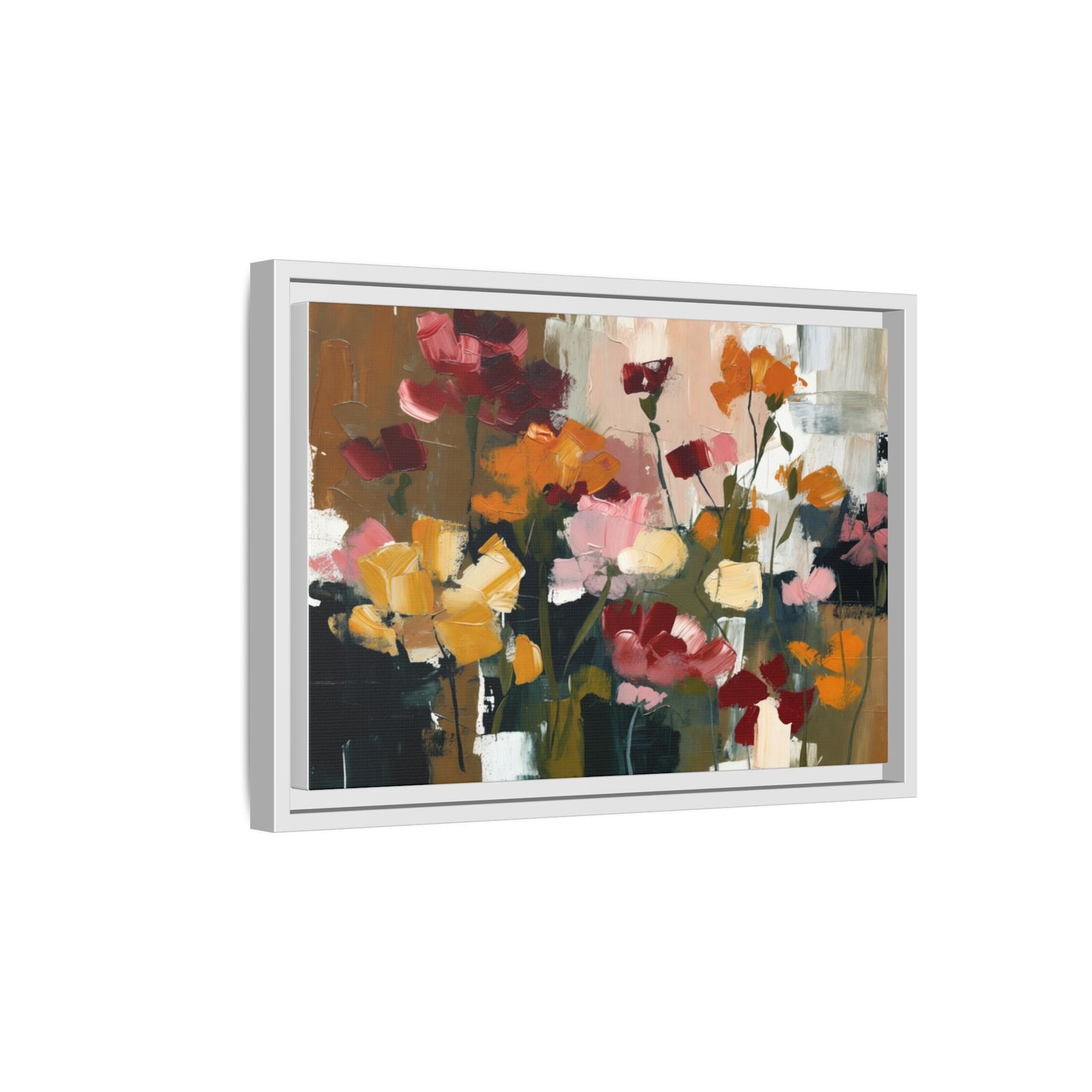 Framed Matte Canvas Floral Abstract Wall Art