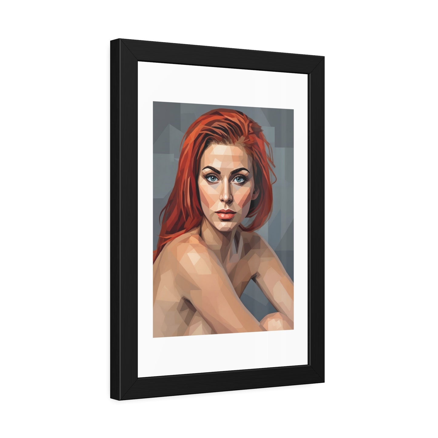 Framed Poster — Geometric Redhead Portrait Art Print