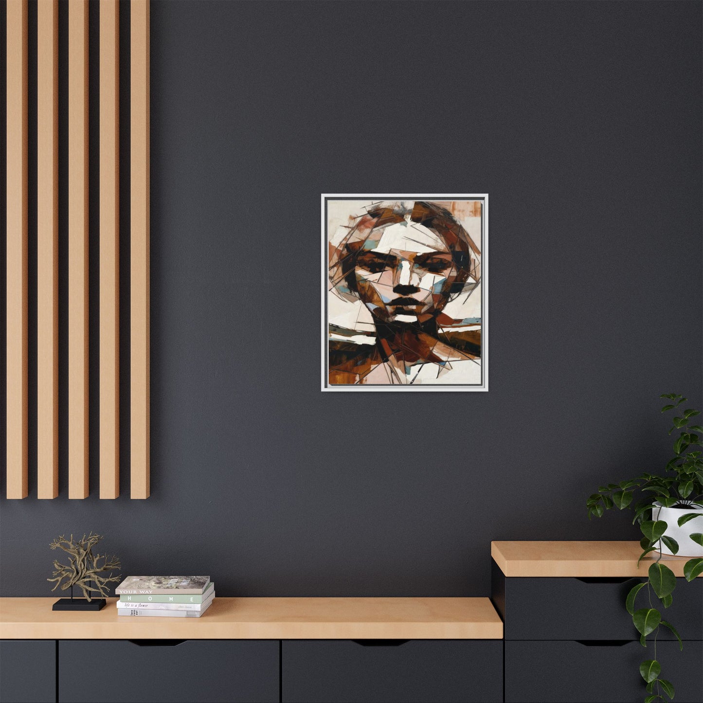 Abstract Woman Portrait Matte Canvas Framed — Geometric Multi-Color Wall Art
