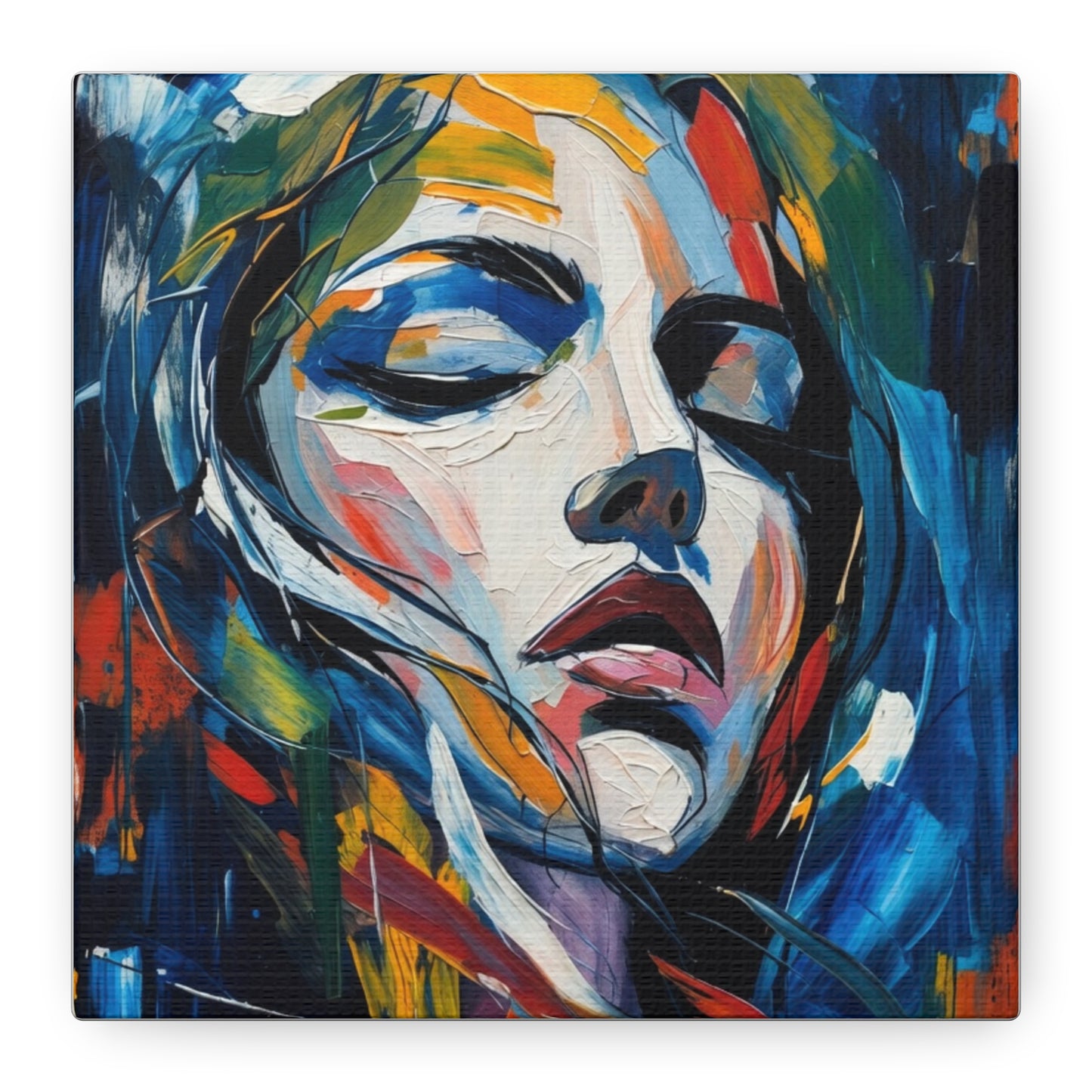 Abstract Colorful Woman Portrait Canvas