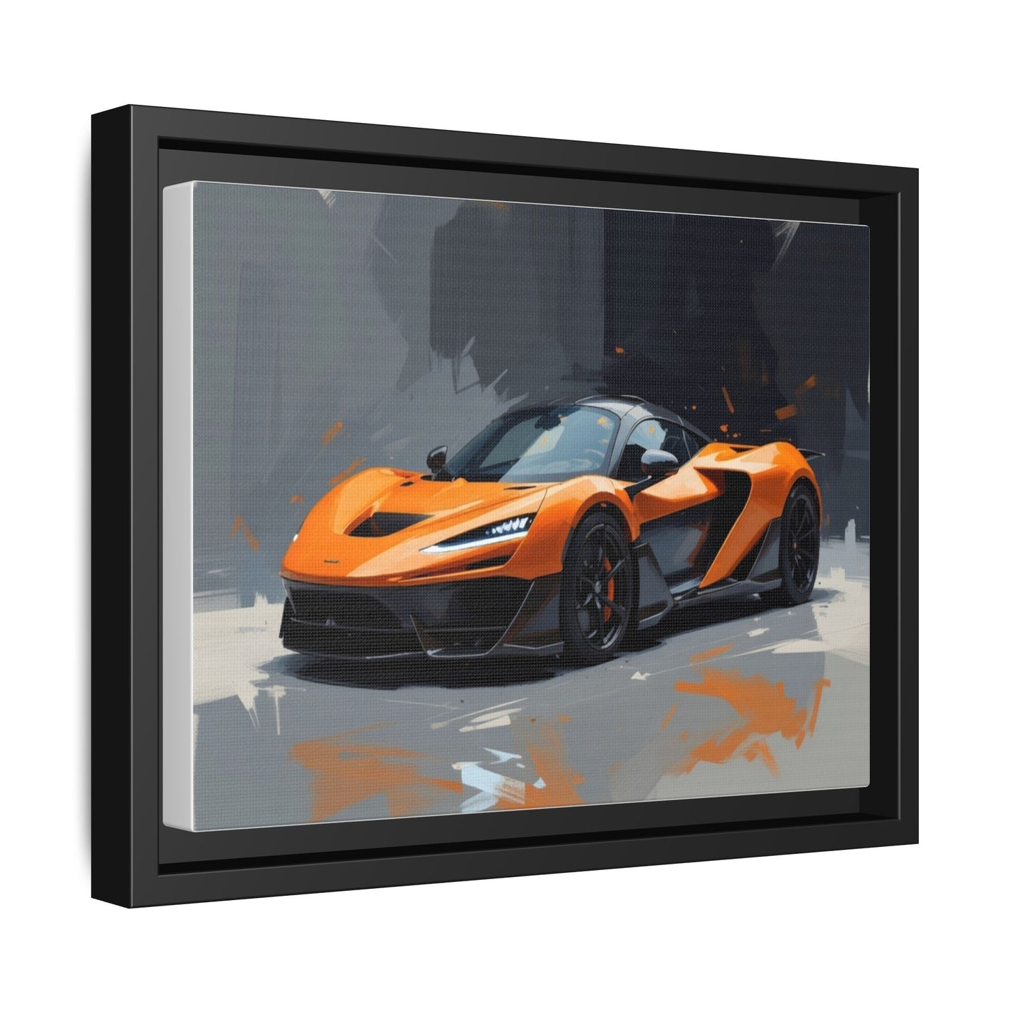 Framed Matte Canvas — Orange Sports Car Print
