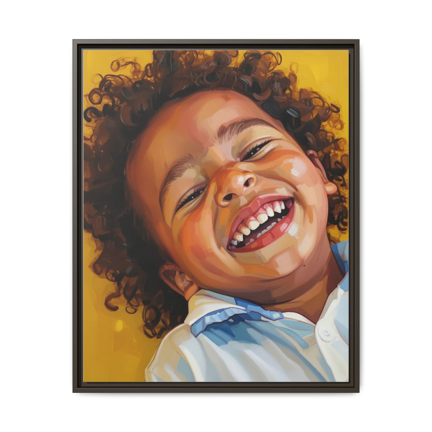 Framed Matte Canvas Print – Joyful Child Portrait, Colorful Nursery Wall Art