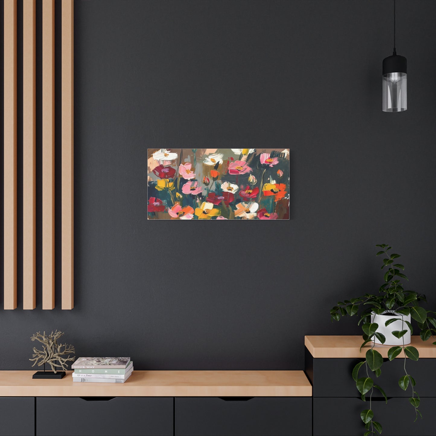 Abstract Floral Canvas Wall Art — Colorful Poppies Matte Stretched Print