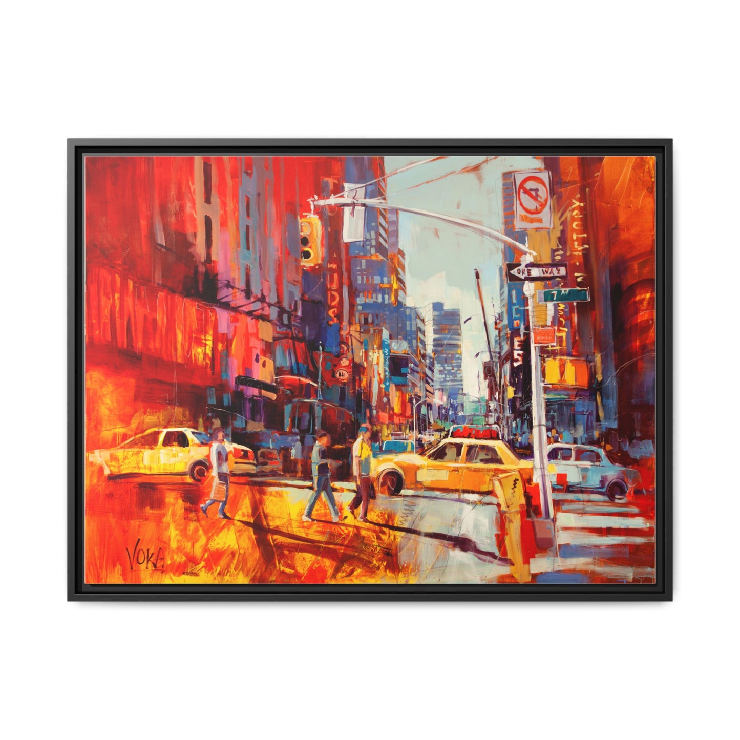 New York 7th AV attributed to Voke Framed Matte Canvas – Art Print