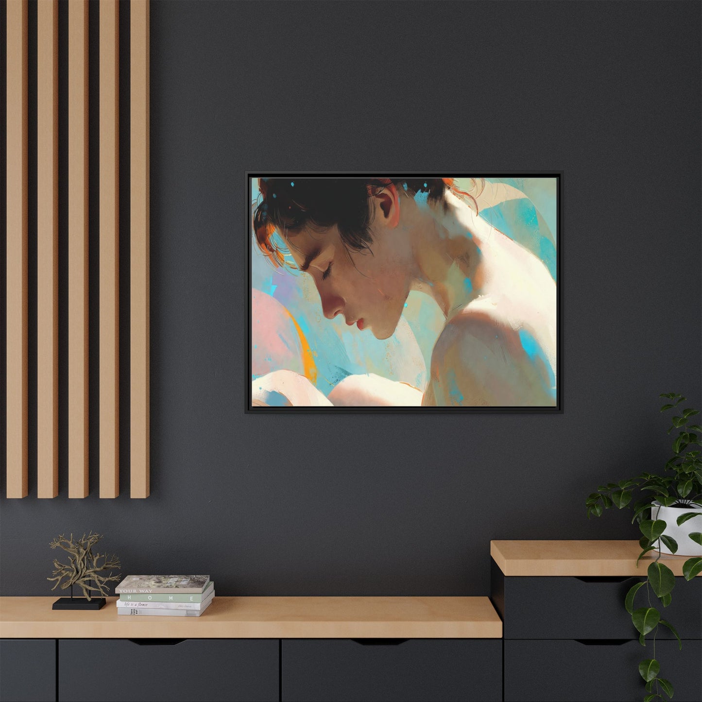 Framed Matte Canvas Print — Dreamy Portrait Art (Multi‑Color)