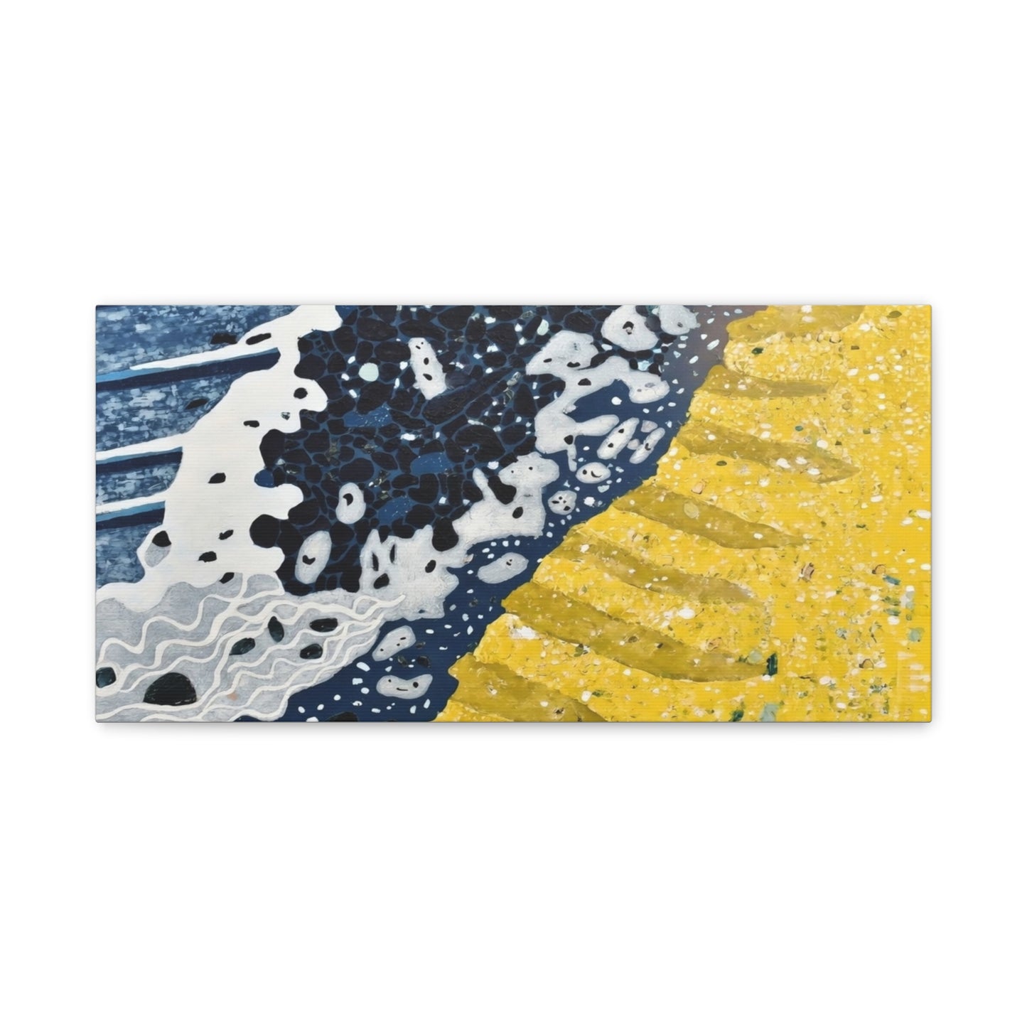 Abstract Blue & Yellow Fluid Art Canvas Print — Matte Stretched Wall Art