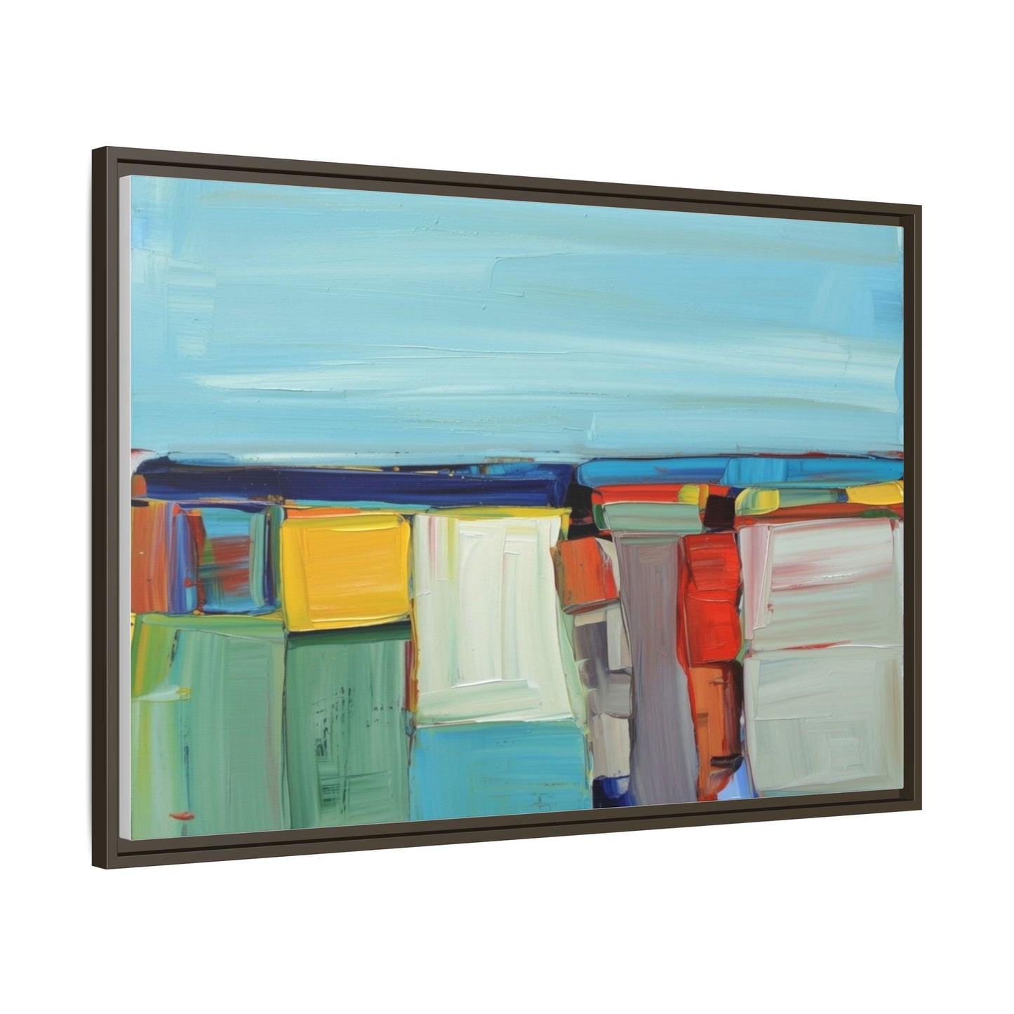 Abstract Coastal Blocks Matte Canvas Print (Framed)