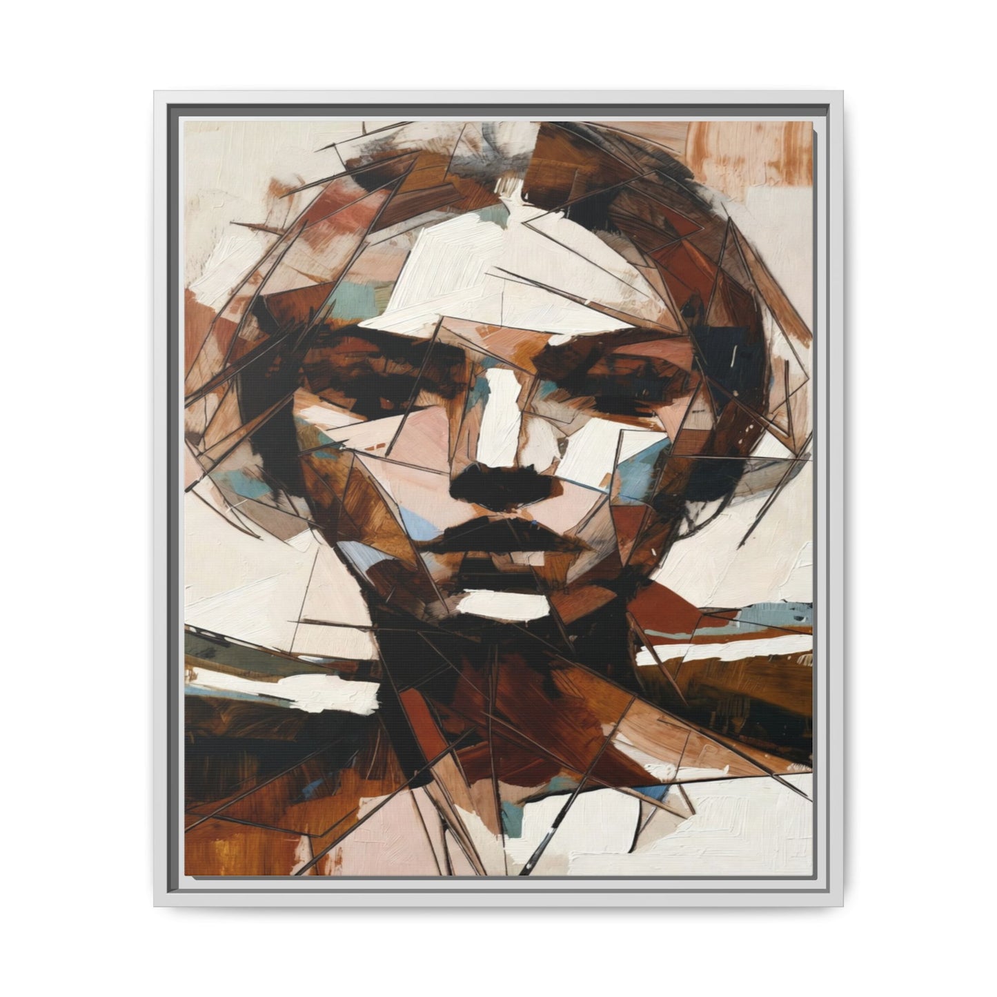 Abstract Woman Portrait Matte Canvas Framed — Geometric Multi-Color Wall Art