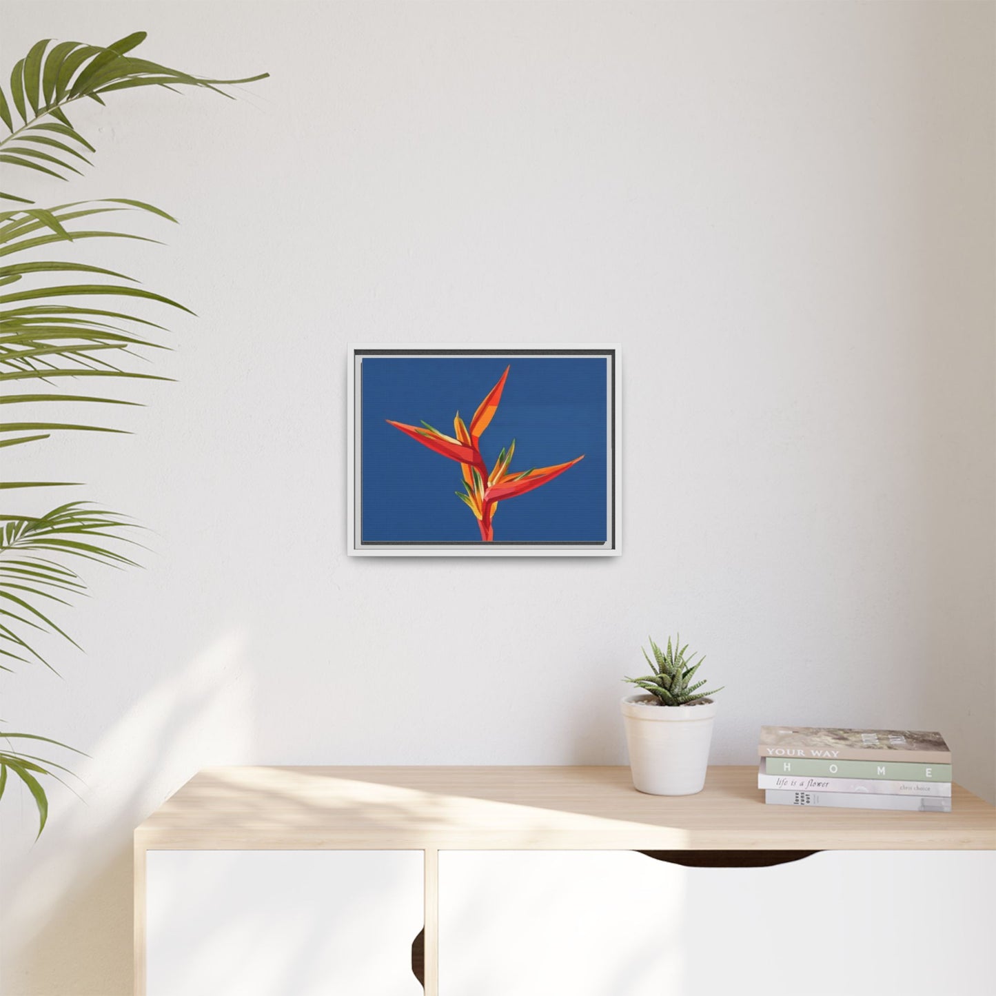 Framed Matte Canvas – Tropical Bird of Paradise Floral Wall Art