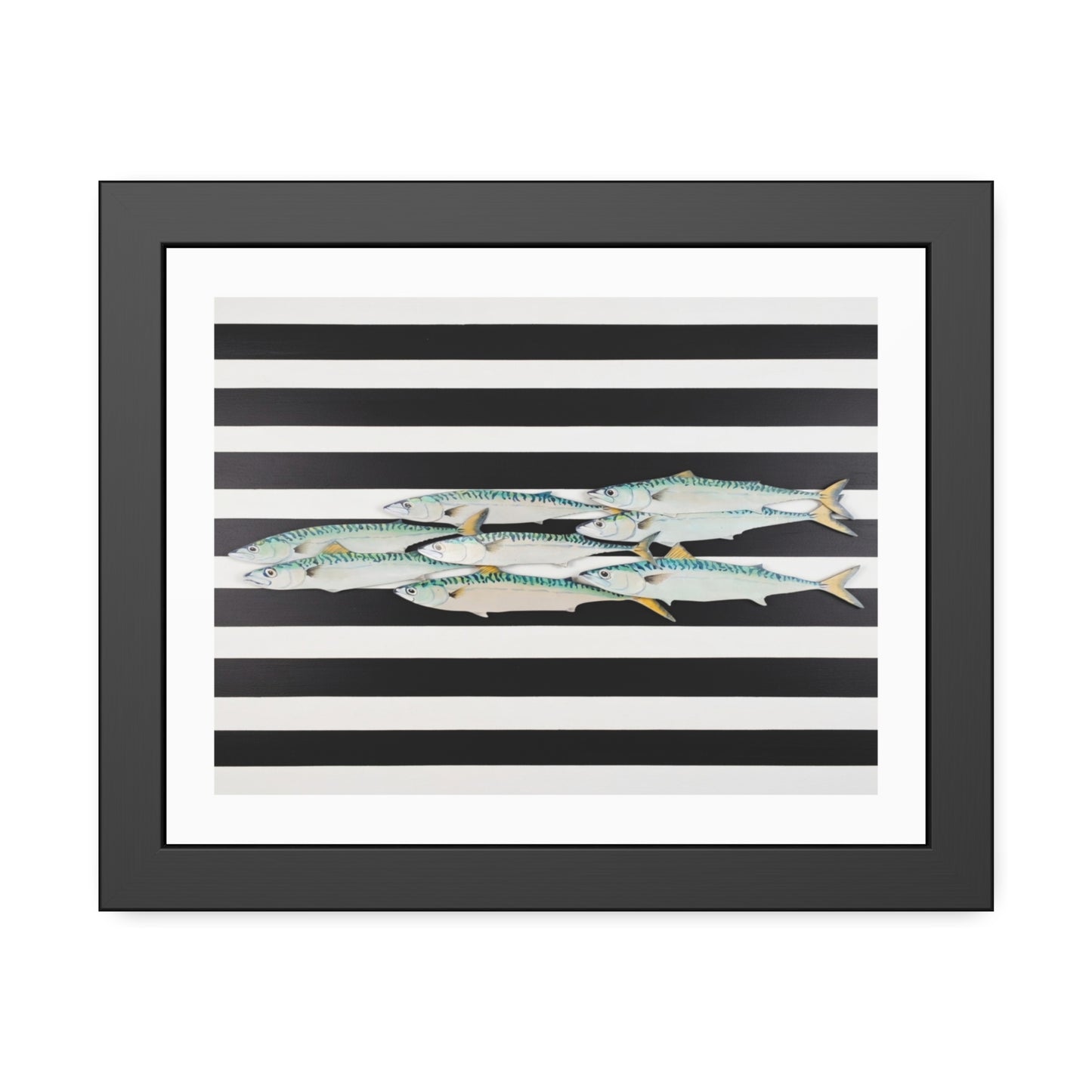 Framed Poster – Striped School of Fish Nautical Wall Art