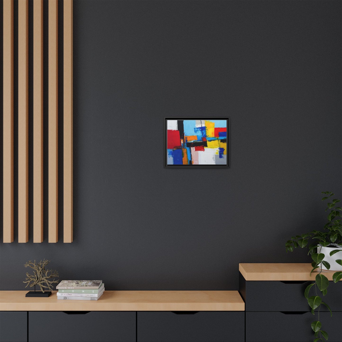 Abstract Color Block Matte Canvas Framed Wall Art