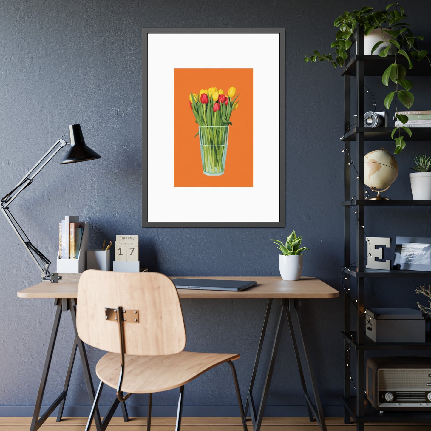 Framed Poster — Colorful Tulip Vase Wall Art (Spring Floral Print)