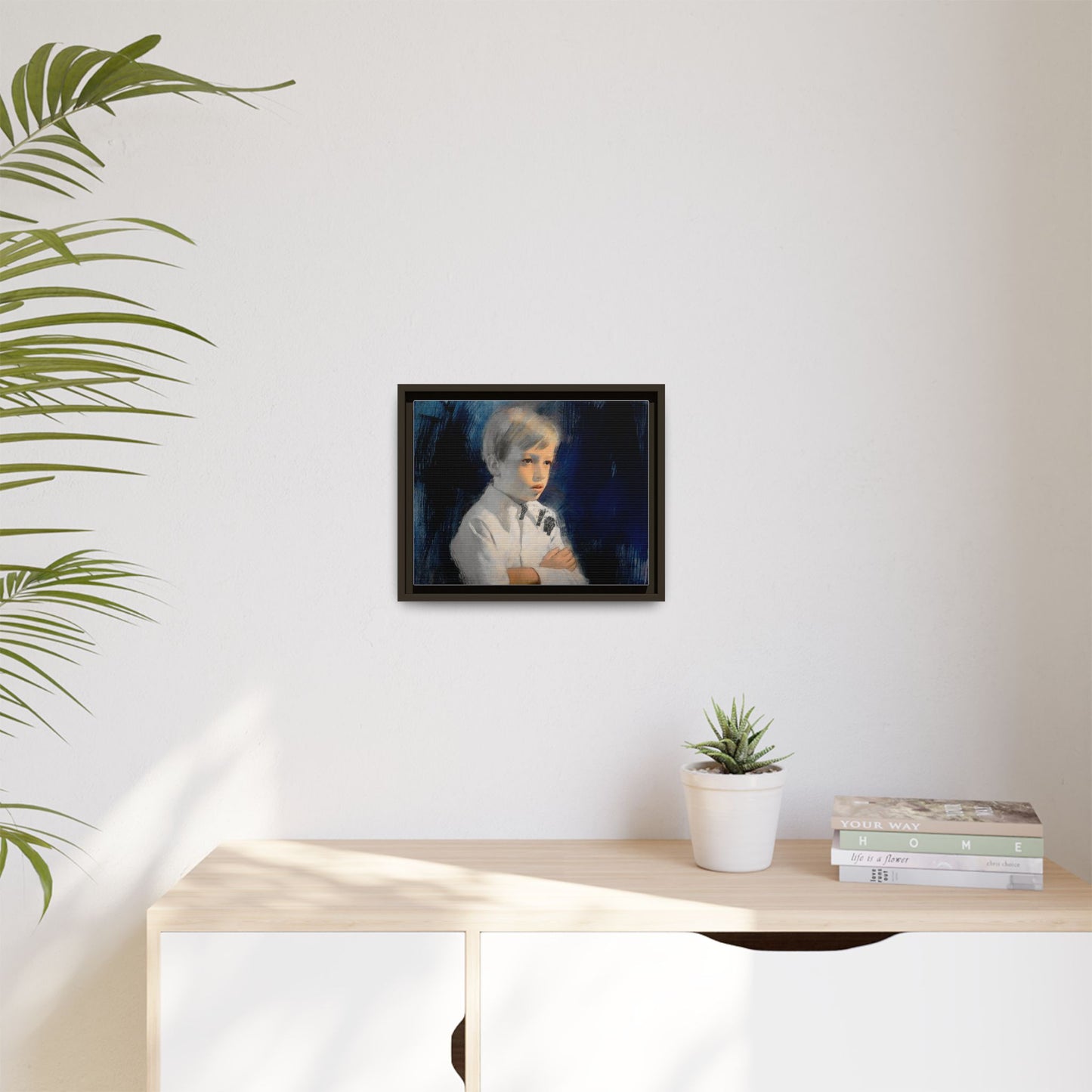 Painting of boy by Unknown Artist Framed Matte Canvas Wall Art Print