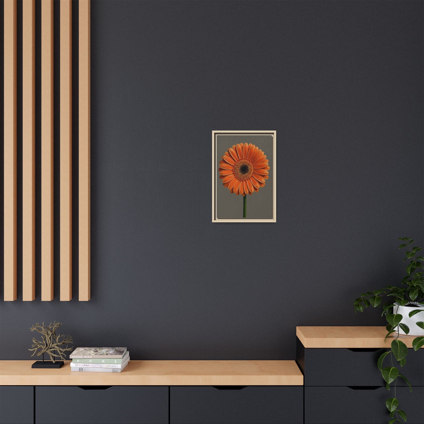 Orange Gerbera Daisy Matte Canvas Print (Framed)