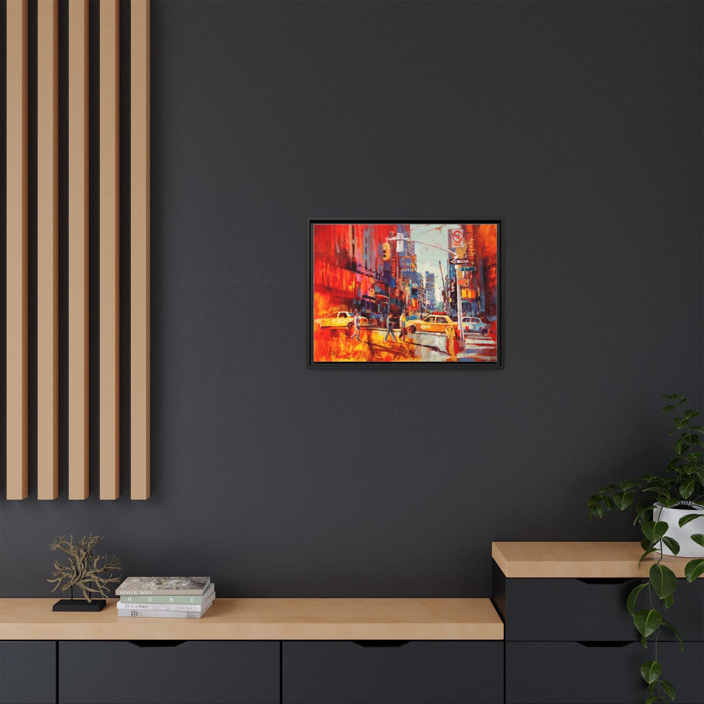 New York 7th AV attributed to Voke Framed Matte Canvas – Art Print
