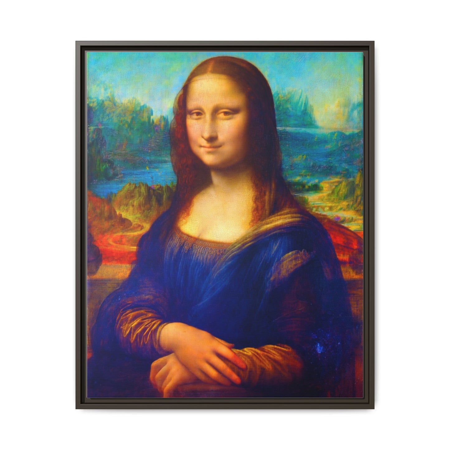 Framed Matte Canvas Print — Colorful Mona Lisa Wall Art