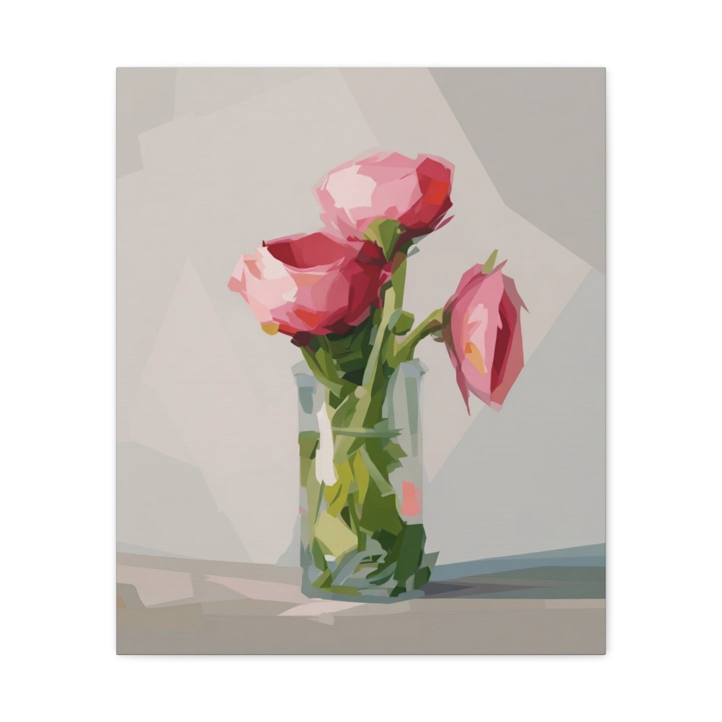 Pink Floral Vase Canvas Print — Stretched Matte Wall Art
