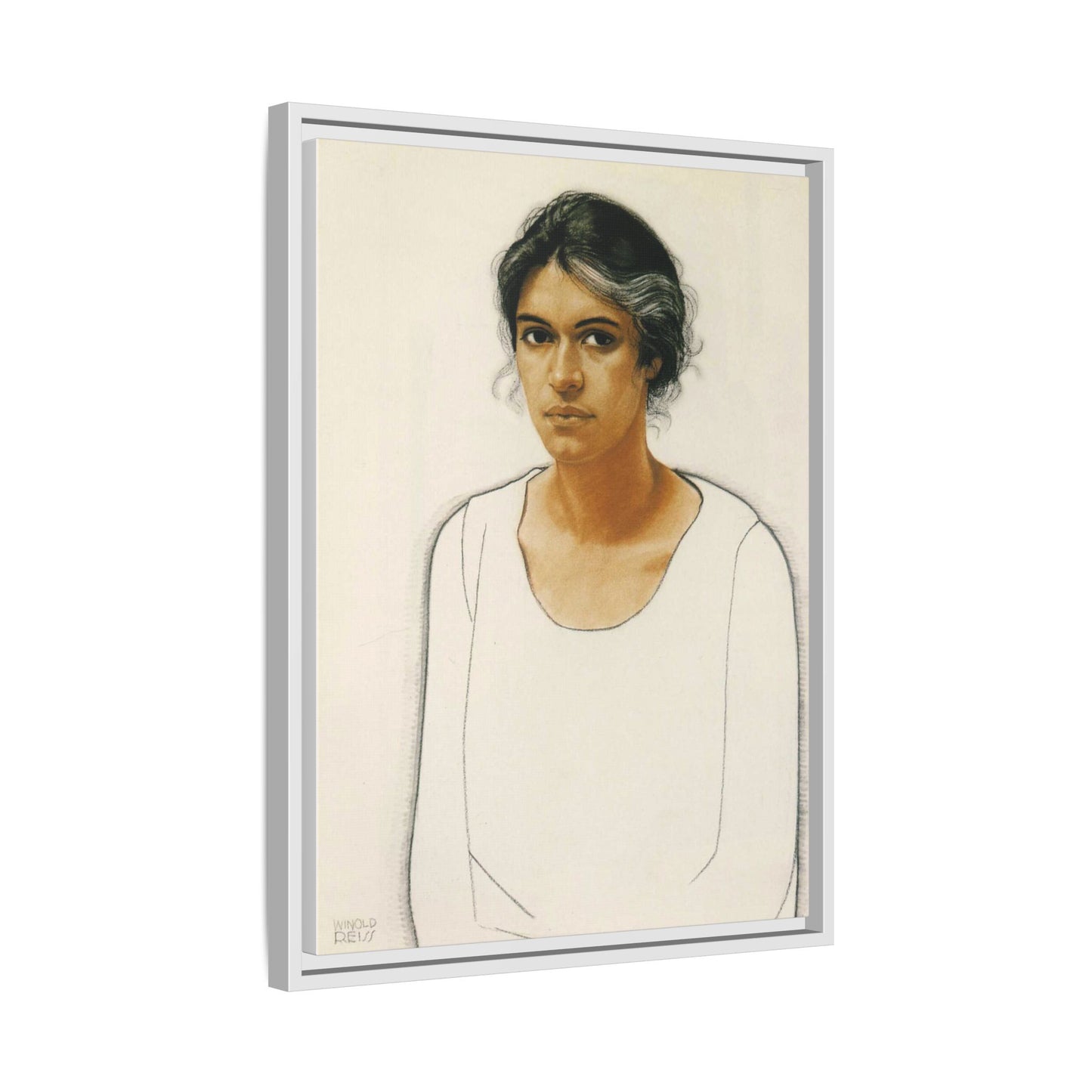 Portrait of a Woman by Winold Reiss Framed Matte Canvas Portrait Print