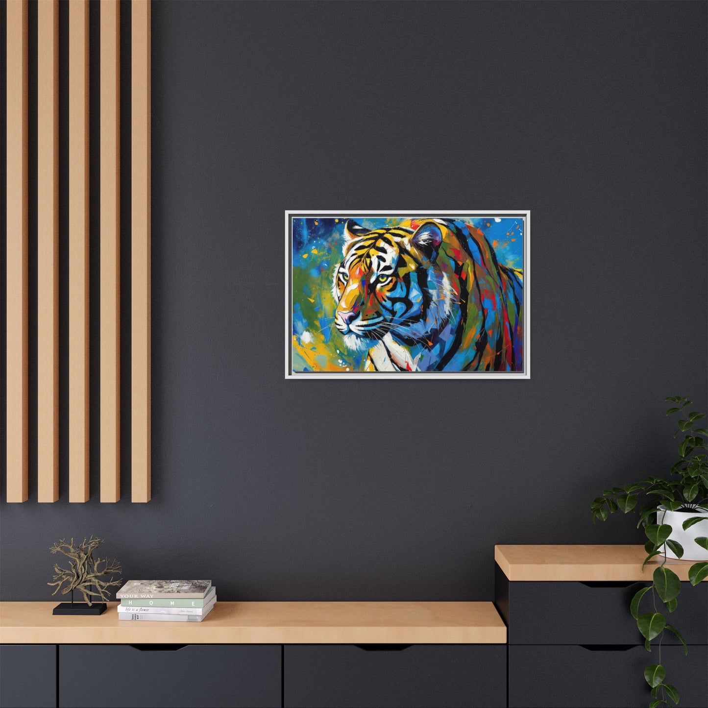 Colorful Tiger Matte Canvas Framed Art — Vibrant Wildlife Wall Decor